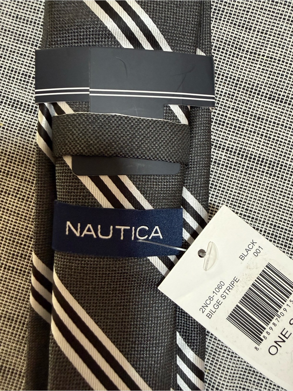 Men's Nautica Striped Tie Black Bilge Stripe